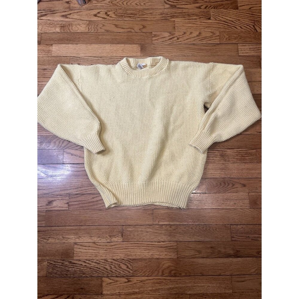 Vintage Cotton Mens Yellow Brooks Brothers Brooksgate Size L Sweater Cableknit